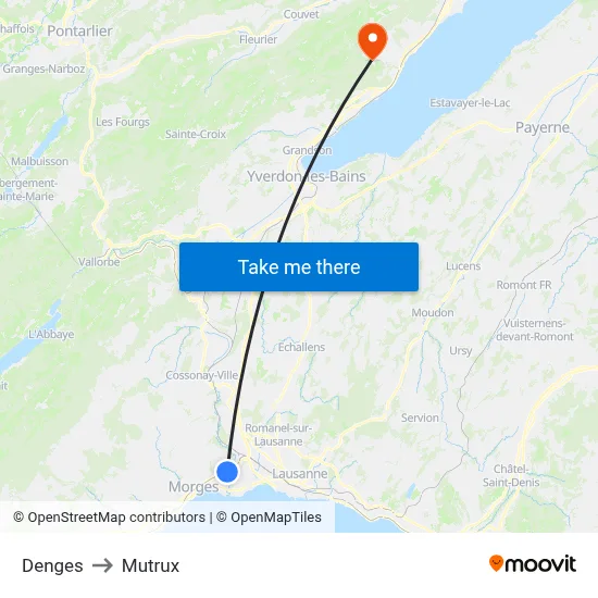 Denges to Mutrux map