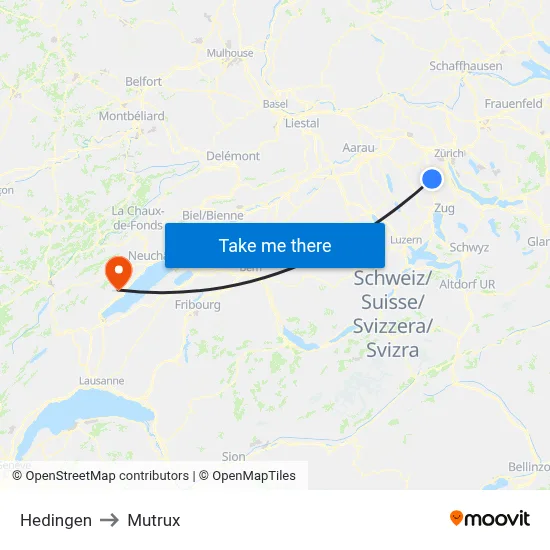 Hedingen to Mutrux map