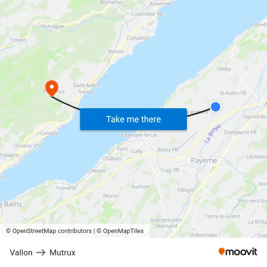 Vallon to Mutrux map