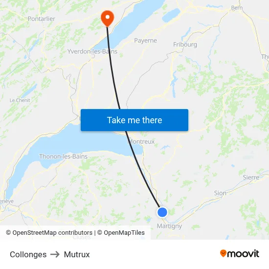 Collonges to Mutrux map