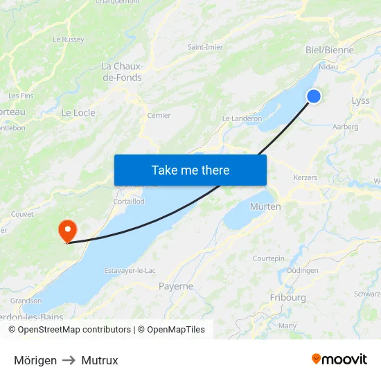 Mörigen to Mutrux map