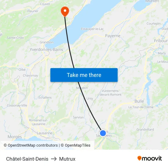 Châtel-Saint-Denis to Mutrux map