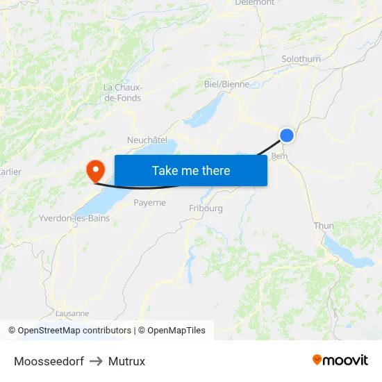 Moosseedorf to Mutrux map