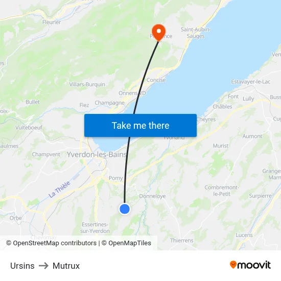 Ursins to Mutrux map