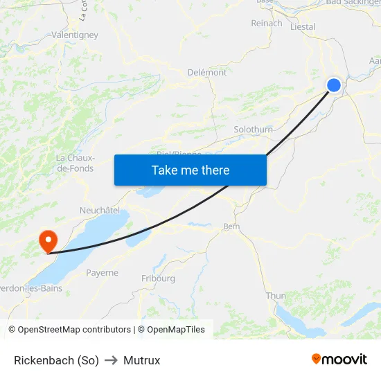 Rickenbach (So) to Mutrux map