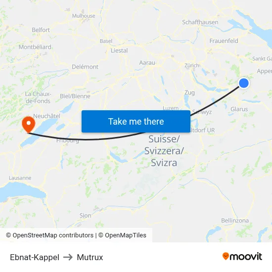 Ebnat-Kappel to Mutrux map