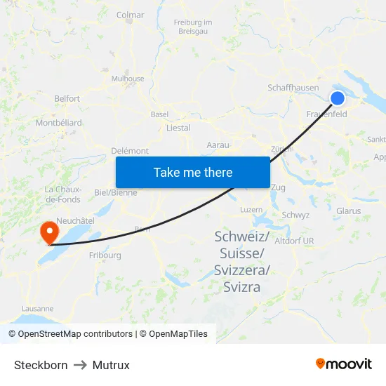 Steckborn to Mutrux map