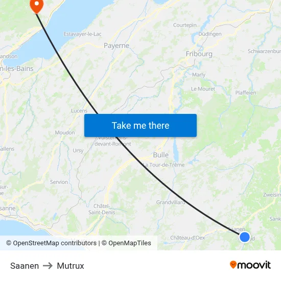 Saanen to Mutrux map