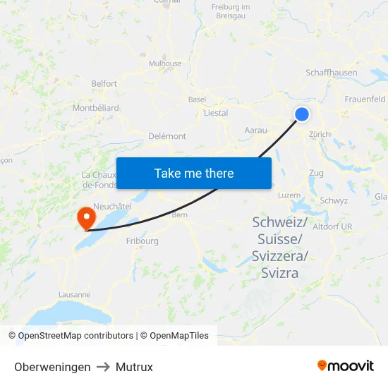 Oberweningen to Mutrux map