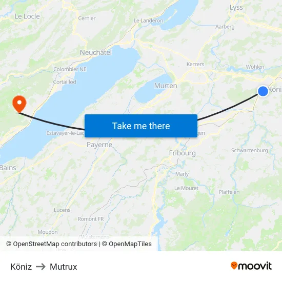 Köniz to Mutrux map