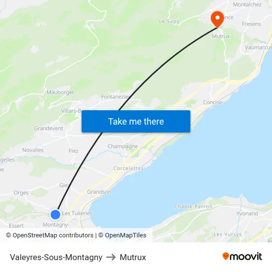 Valeyres-Sous-Montagny to Mutrux map