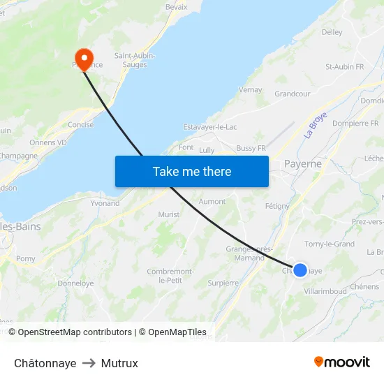 Châtonnaye to Mutrux map