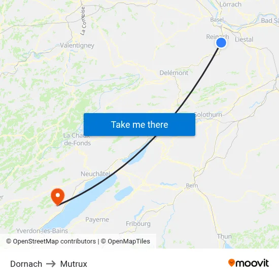 Dornach to Mutrux map