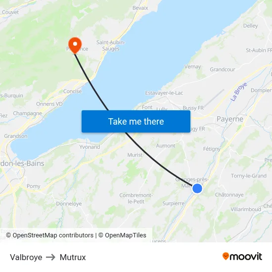 Valbroye to Mutrux map
