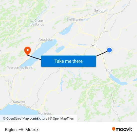 Biglen to Mutrux map