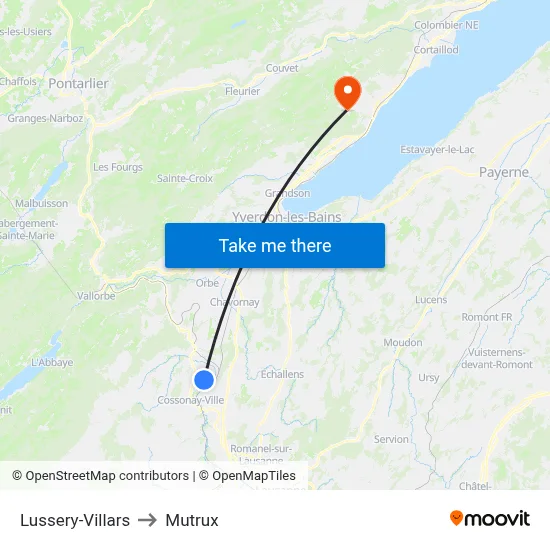 Lussery-Villars to Mutrux map