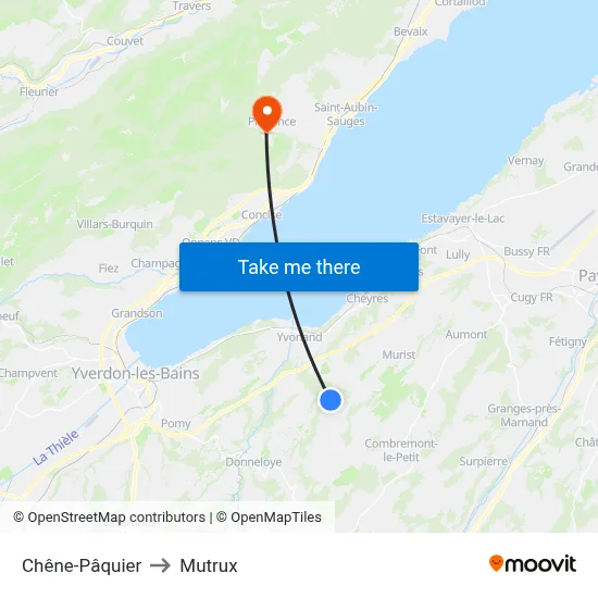 Chêne-Pâquier to Mutrux map