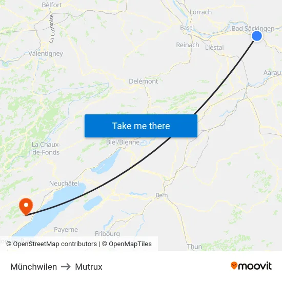 Münchwilen to Mutrux map