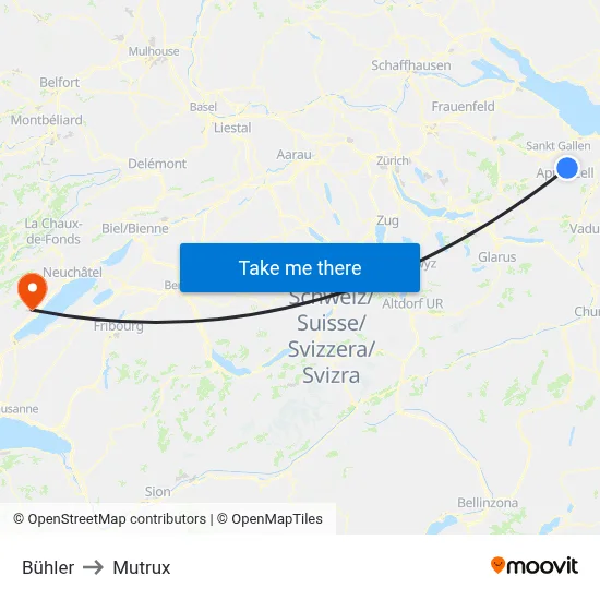 Bühler to Mutrux map