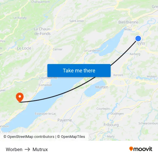 Worben to Mutrux map