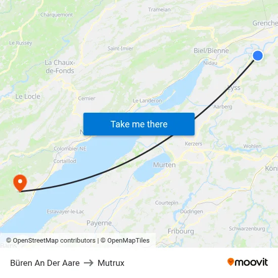 Büren An Der Aare to Mutrux map