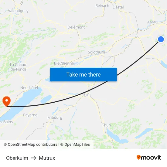 Oberkulm to Mutrux map