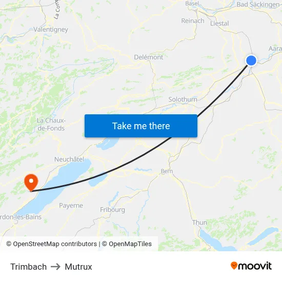 Trimbach to Mutrux map