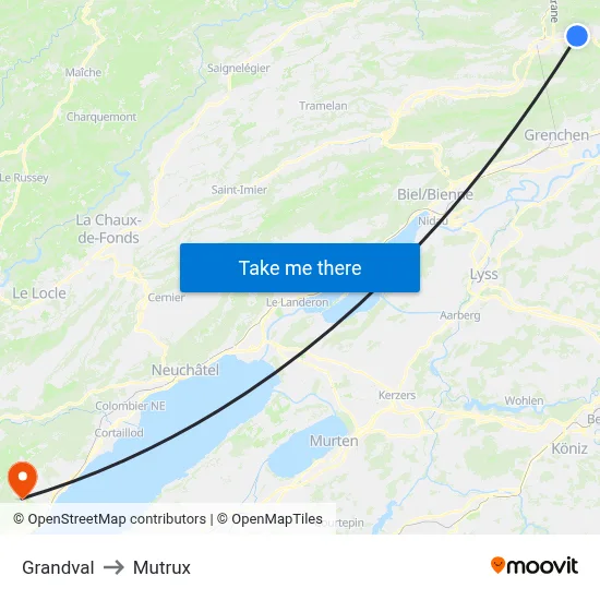 Grandval to Mutrux map