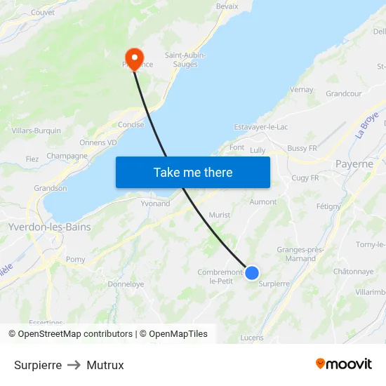 Surpierre to Mutrux map