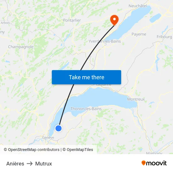 Anières to Mutrux map