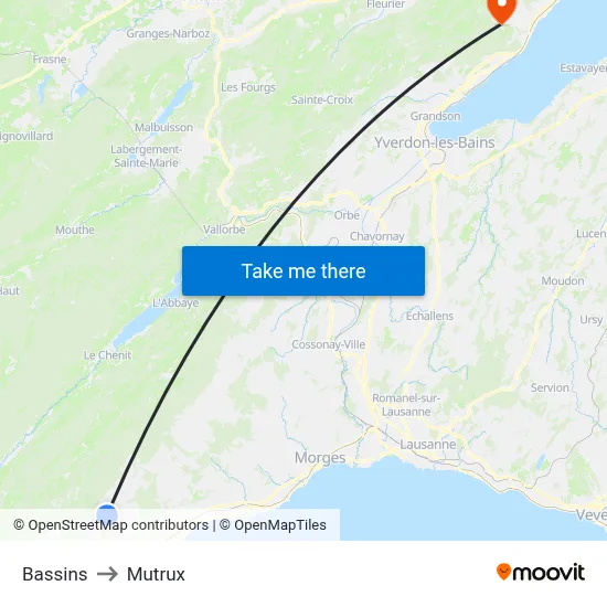 Bassins to Mutrux map