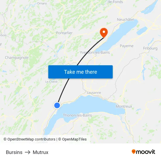 Bursins to Mutrux map