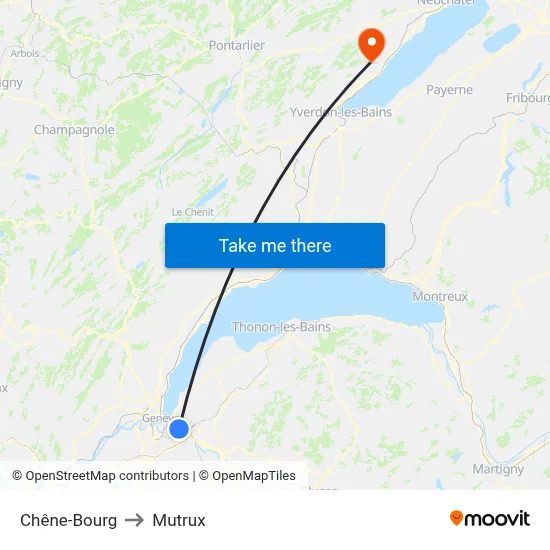 Chêne-Bourg to Mutrux map