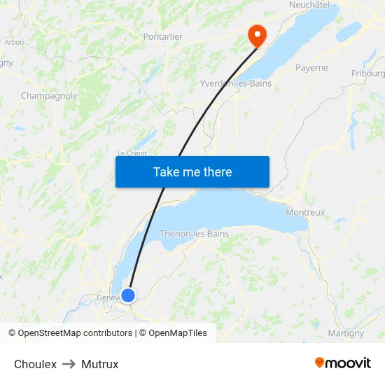 Choulex to Mutrux map