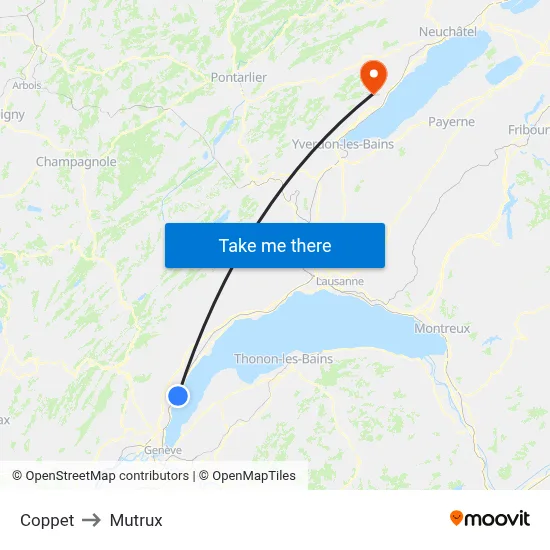 Coppet to Mutrux map