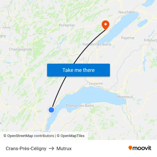 Crans-Près-Céligny to Mutrux map