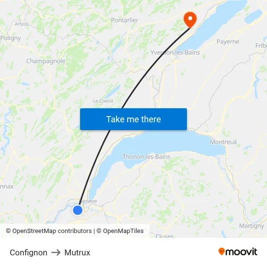 Confignon to Mutrux map