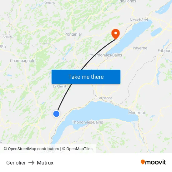 Genolier to Mutrux map