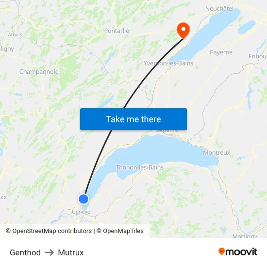 Genthod to Mutrux map