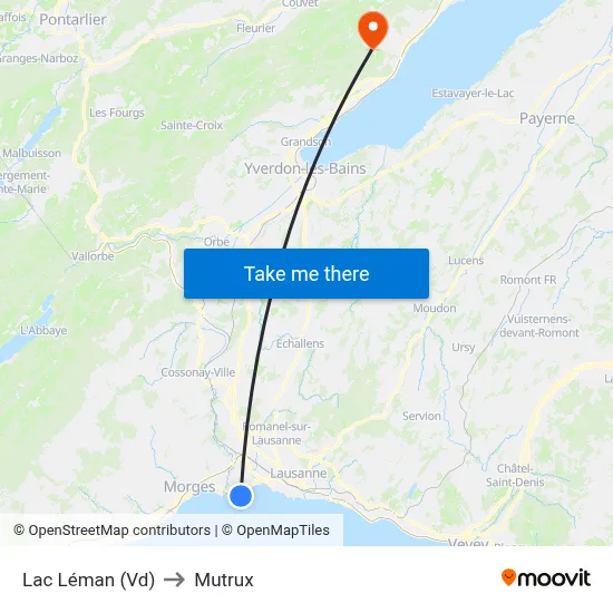 Lac Léman (Vd) to Mutrux map