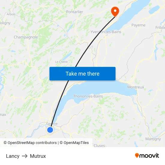 Lancy to Mutrux map