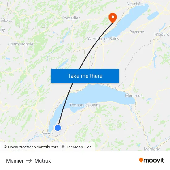 Meinier to Mutrux map