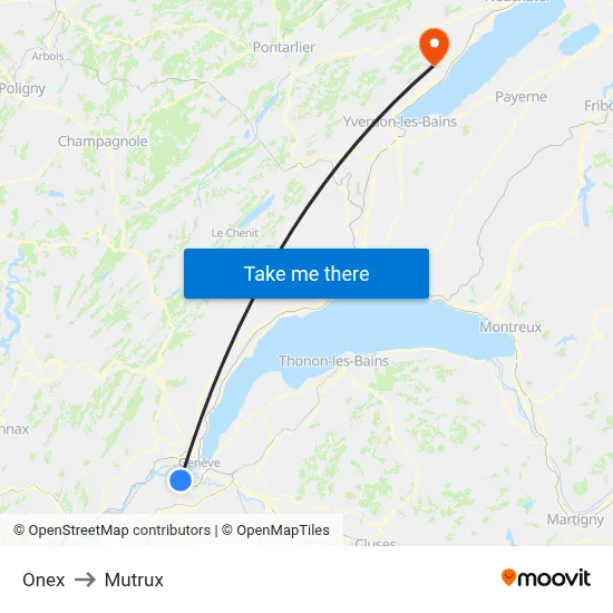 Onex to Mutrux map