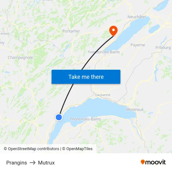 Prangins to Mutrux map