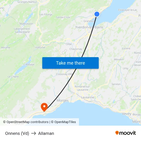 Onnens (Vd) to Allaman map