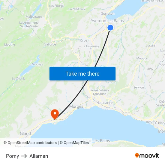 Pomy to Allaman map