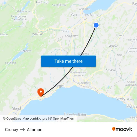 Cronay to Allaman map