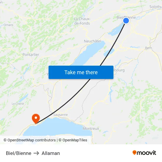 Biel/Bienne to Allaman map