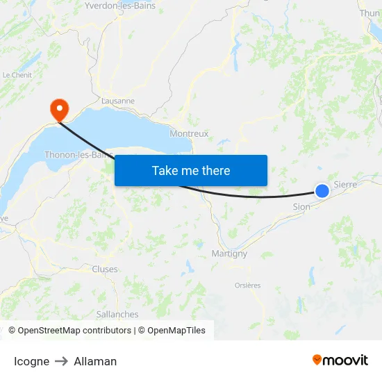 Icogne to Allaman map