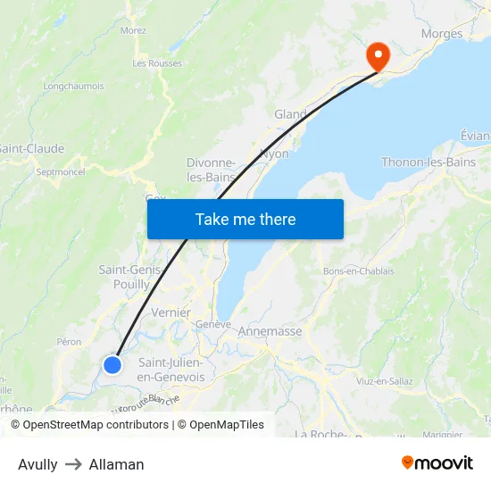 Avully to Allaman map